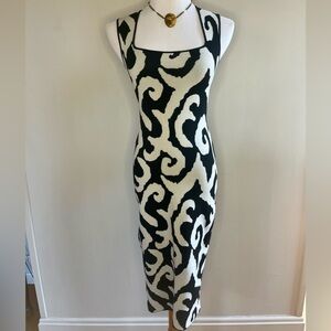 Express Black and White Swirl Midi Dress